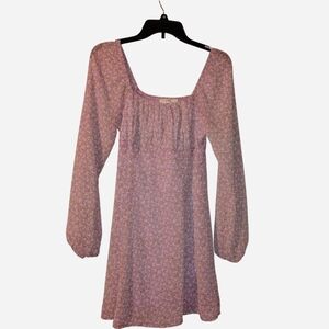 To Be Spoiled Lavender Floral Square-Neck Mini Dress - Size Medium